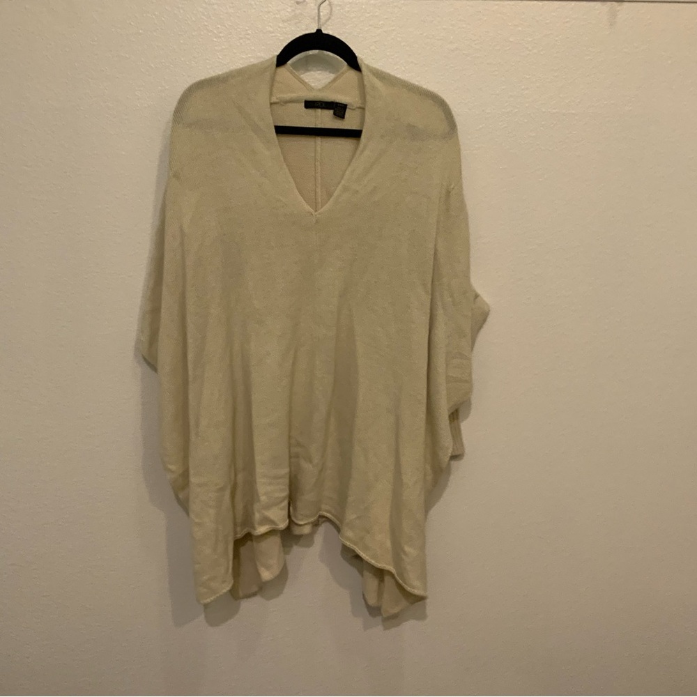 Cream V-Neck Poncho